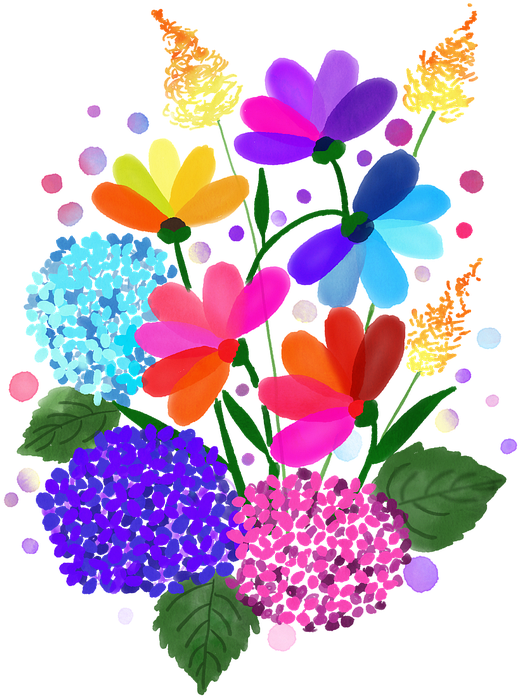 A Colorful Flowers On A Black Background