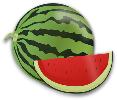 A Watermelon And A Slice Of Watermelon