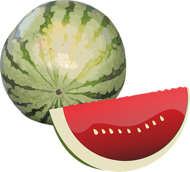 A Watermelon And A Slice Of Watermelon