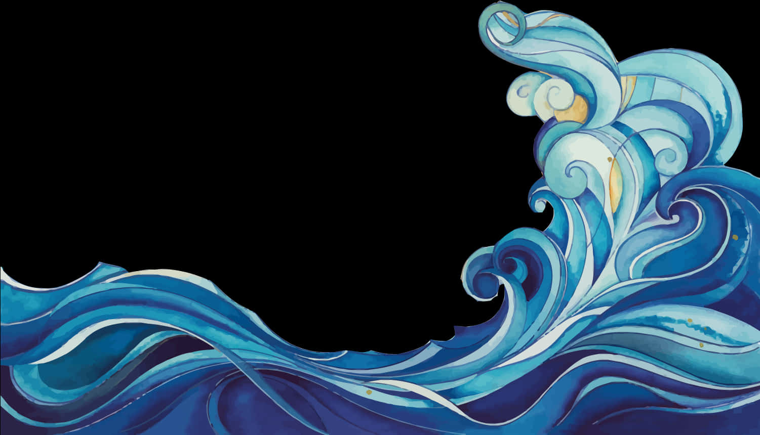 A Blue Water Wave With A Black Background