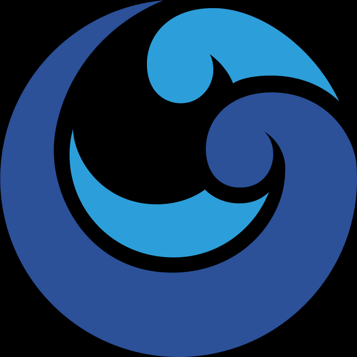 A Blue And Black Swirly Logo