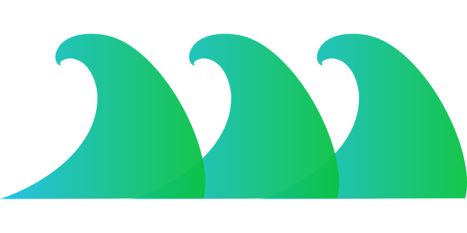 A Green And Blue Shapes On A Black Background