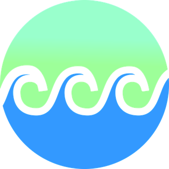A Blue And Green Circle With Waves In It