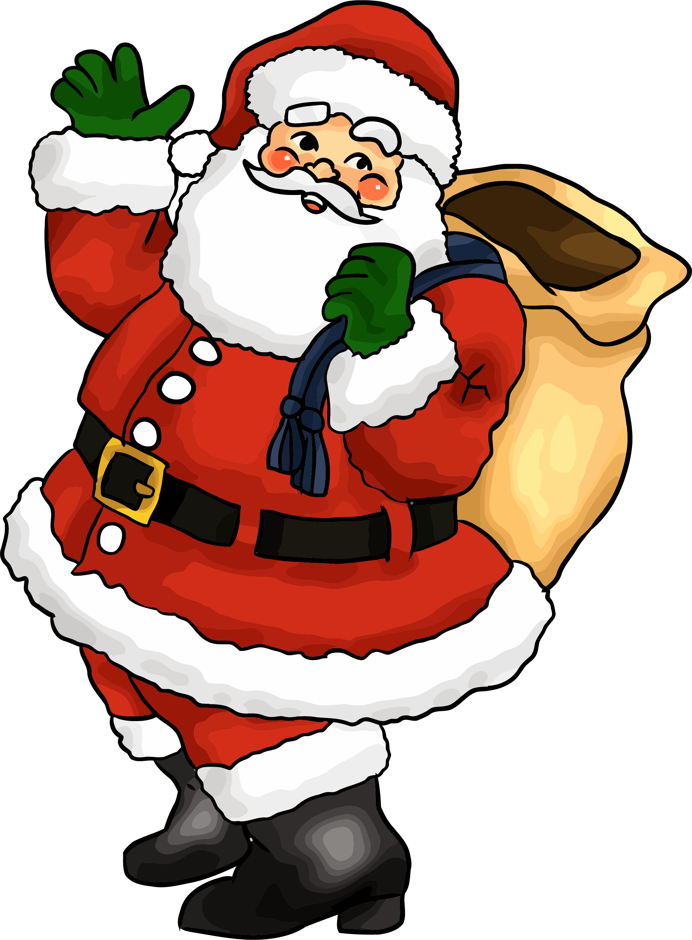 A Cartoon Of A Santa Claus Carrying A Sack Of Presents