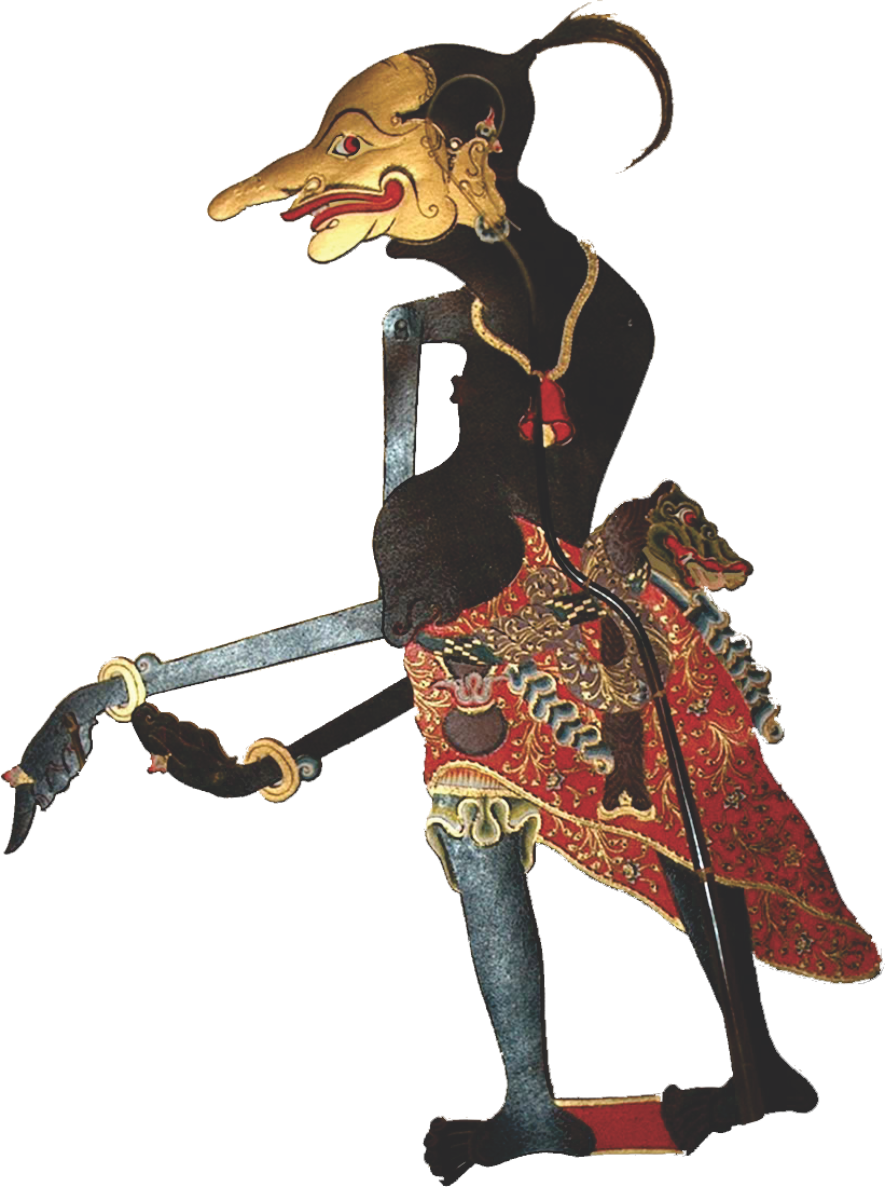 A Black And Gold Puppet With A Red Skirt And A Long Sword