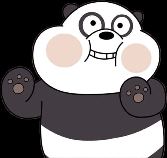 A Cartoon Panda With Black Background
