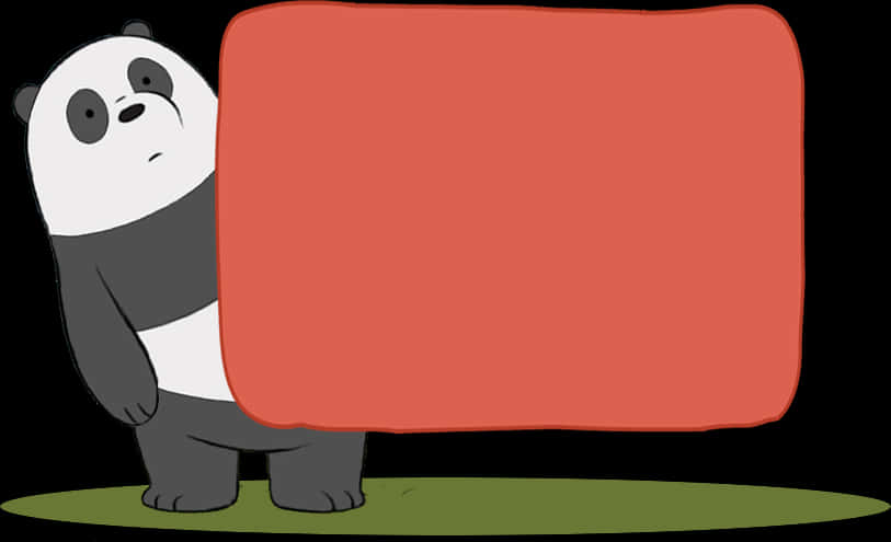 A Cartoon Panda Holding A Red Rectangular Object