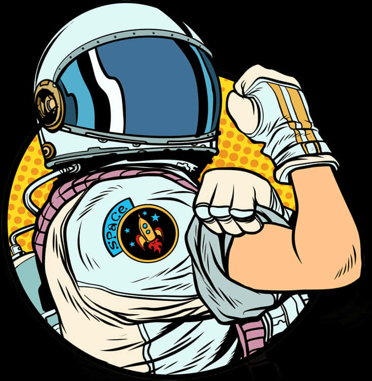 A Cartoon Of An Astronaut Flexing His Arm