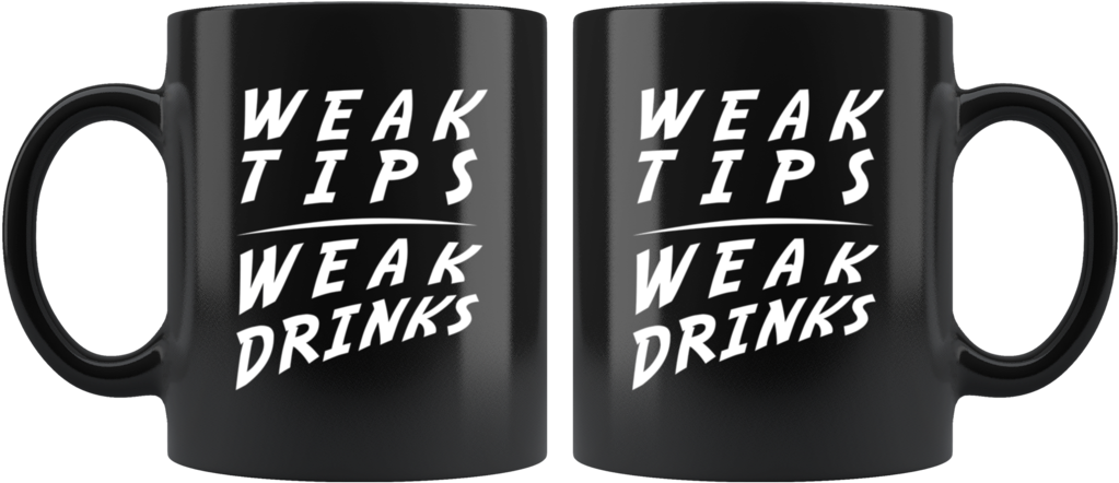 A Pair Of Black Mugs With White Text