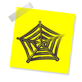 A Spider Web On A Yellow Post It