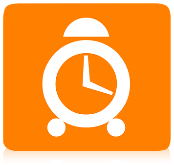 An Orange Square With A Clock On It