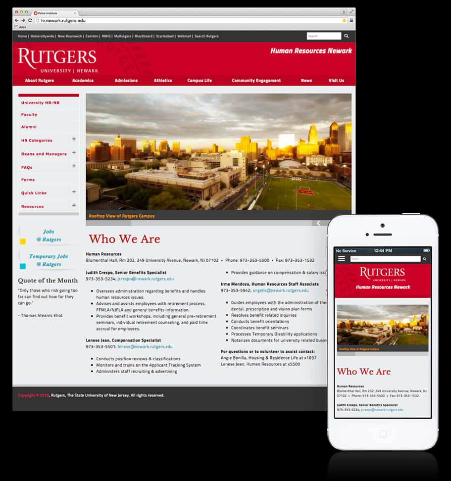 Rutgers Website On Desktop And Mobile