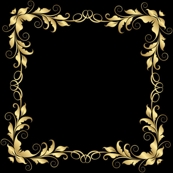 A Gold Frame With Swirls And Leaves