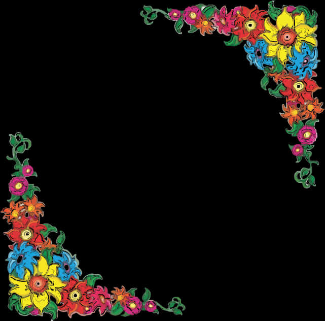 A Colorful Flower Arrangement On A Black Background
