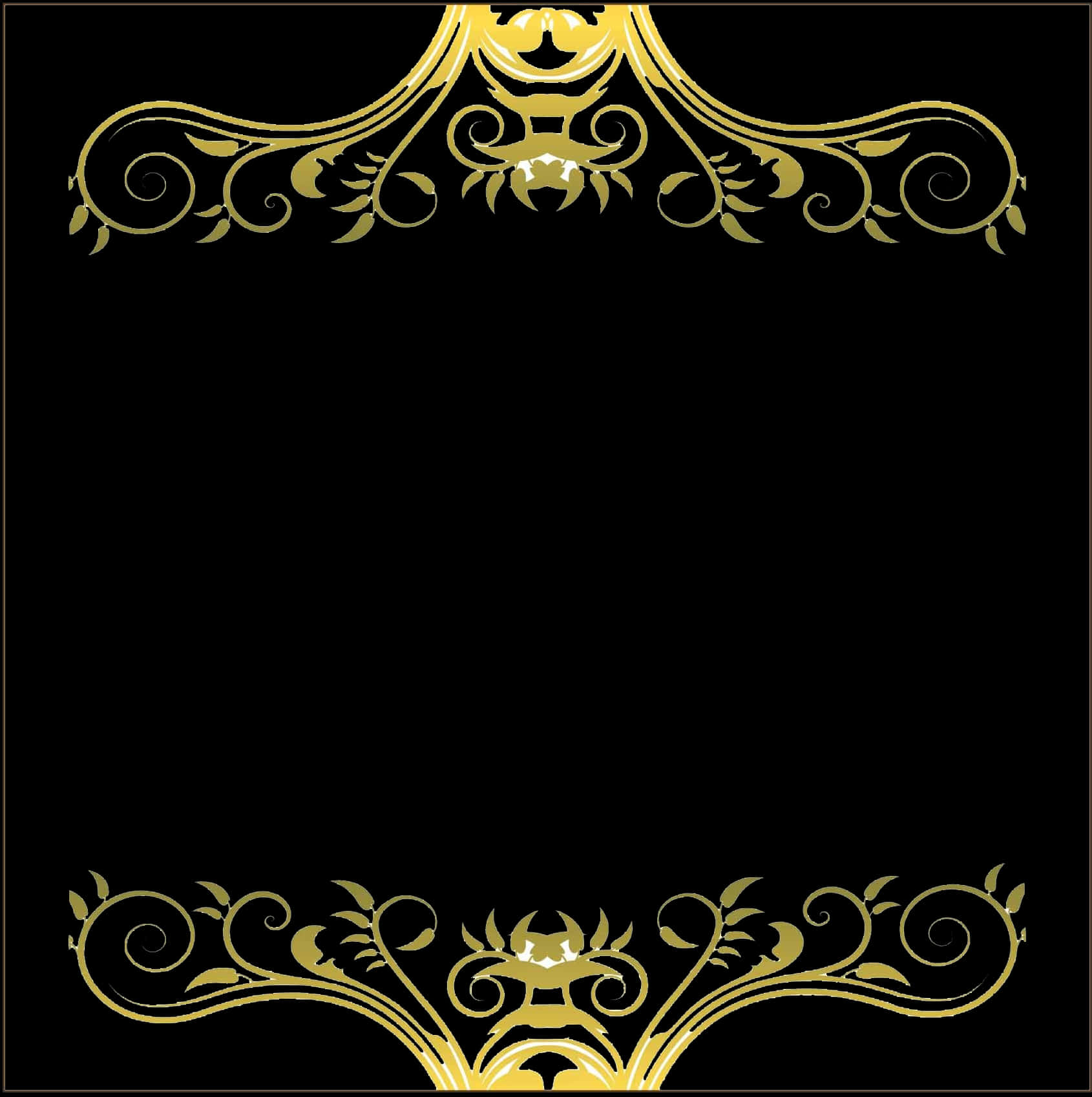 A Black And Gold Frame With Swirls