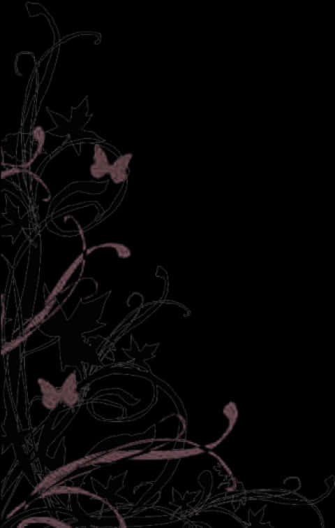 A Black Background With Butterflies