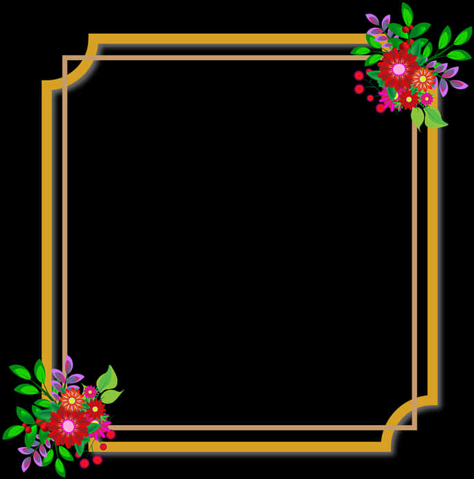 A Gold Frame With Flowers And Leaves On It