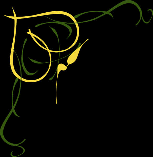 A Yellow And Green Swirls On A Black Background