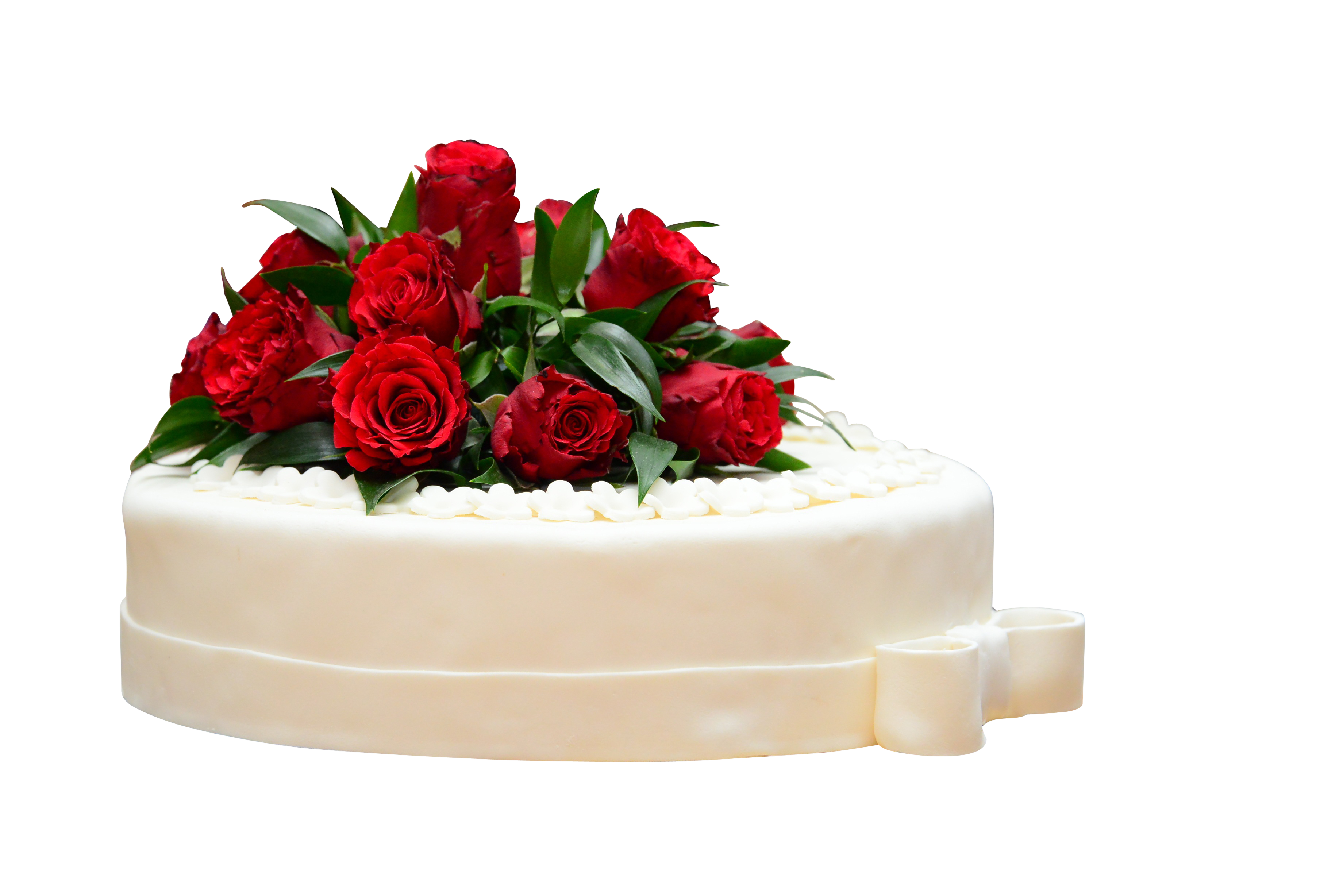 A Cake With Red Roses On Top