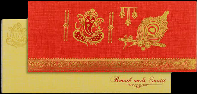 Classy Gold And Red Wedding Card