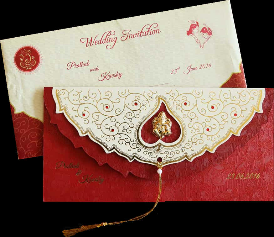 Red And White Wedding Card