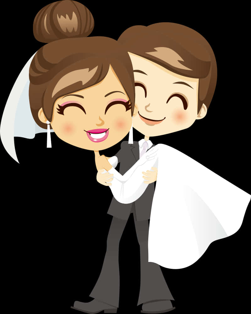 A Cartoon Of A Bride And Groom