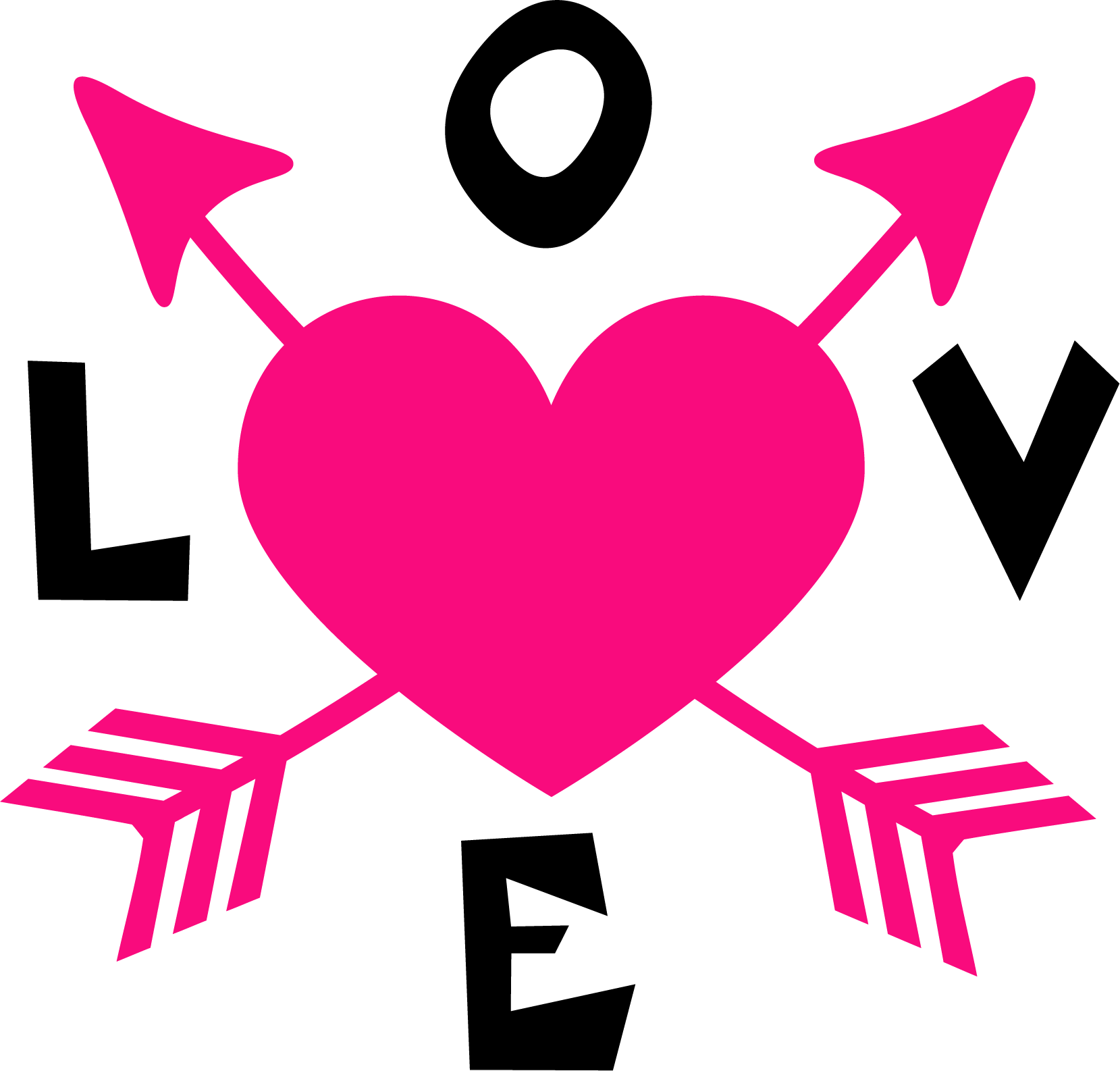 A Pink Heart With Arrows