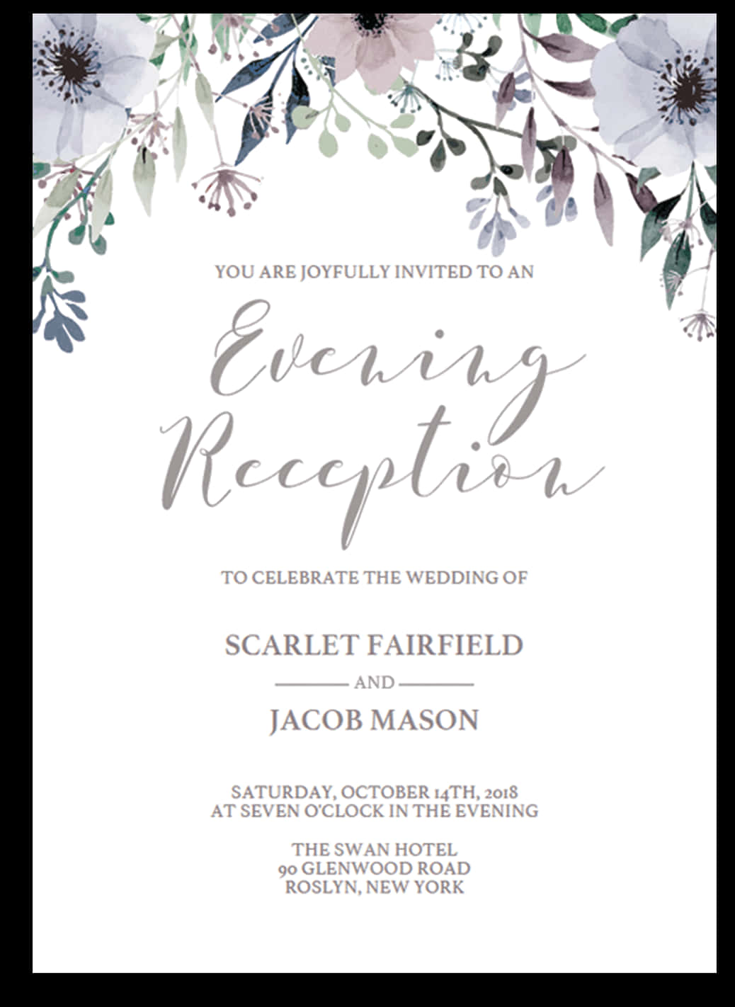 Wedding Card With Lavender Flowers