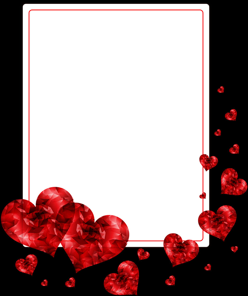 A White Rectangular Frame With Red Hearts
