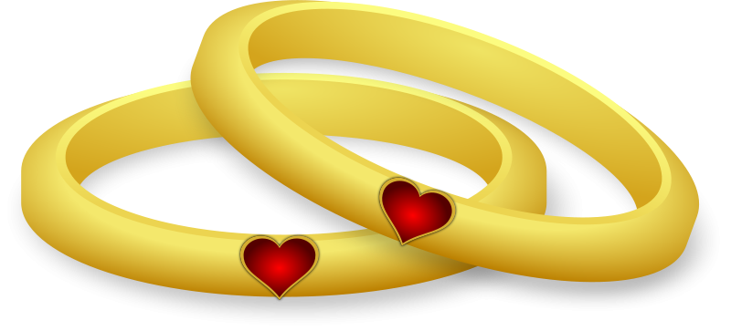 A Gold Rings With Red Hearts