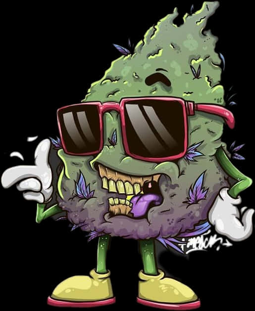 Cartoon Of A Plant With Sunglasses