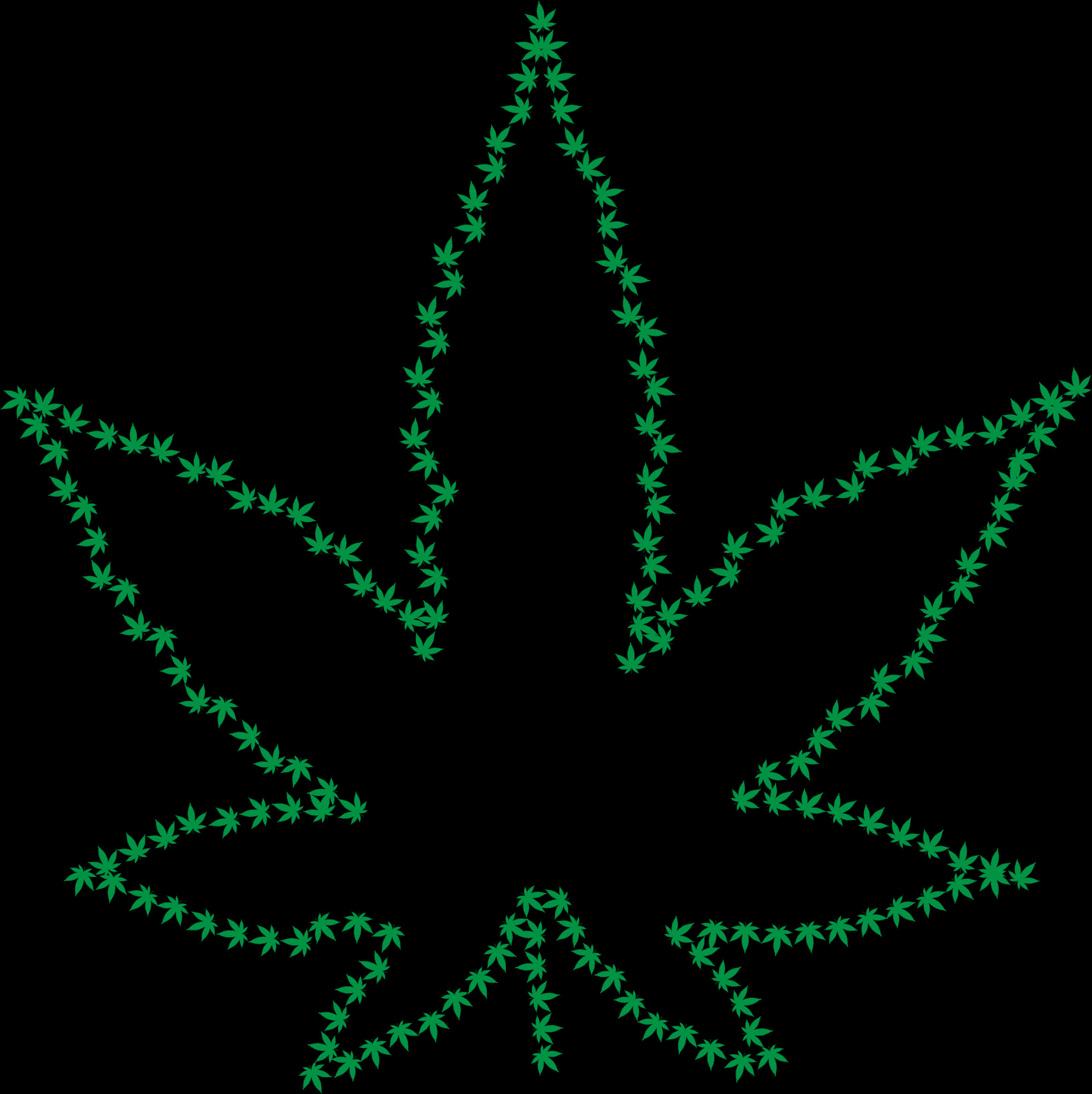 A Green Leaf Outline Of A Marijuana Leaf