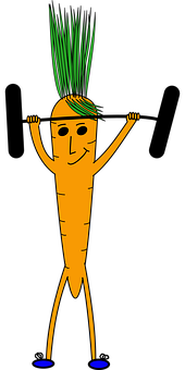 A Cartoon Carrot With Green Hair