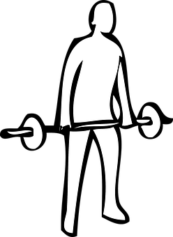 A Black And White Drawing Of A Man Lifting Weights