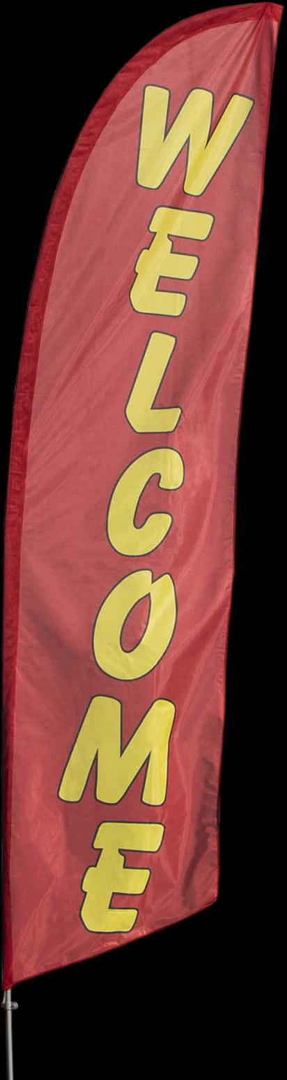 A Red Banner With Yellow Letters