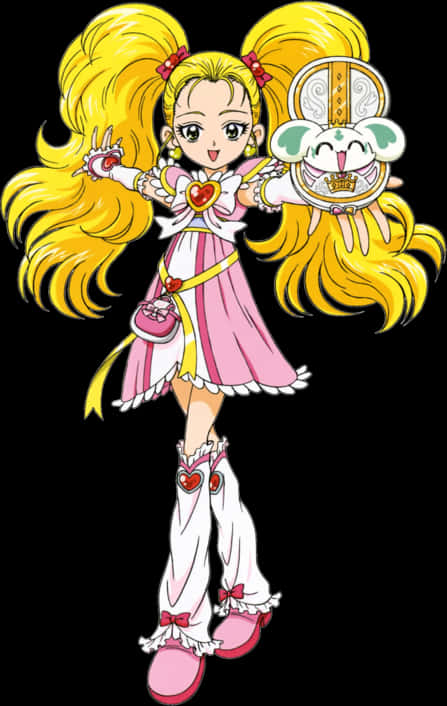 A Cartoon Of A Girl With Long Yellow Hair