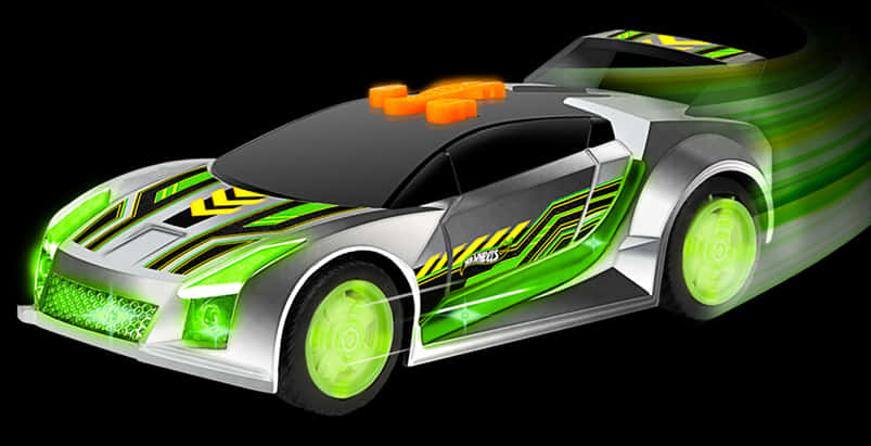 A Toy Car With Green Lights