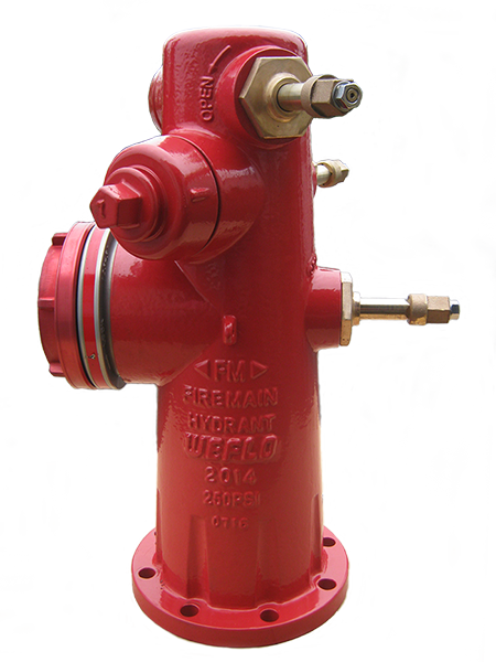 A Red Fire Hydrant With Gold Caps