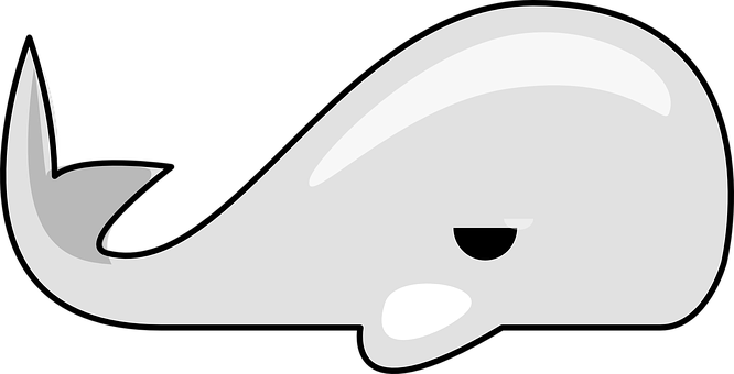 A White Cartoon Whale With A Black Background