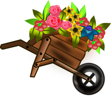 A Wheelbarrow Full Of Flowers