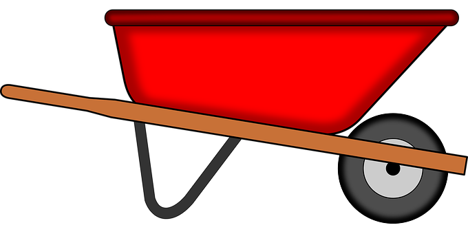 A Red Wheelbarrow With A Black Background