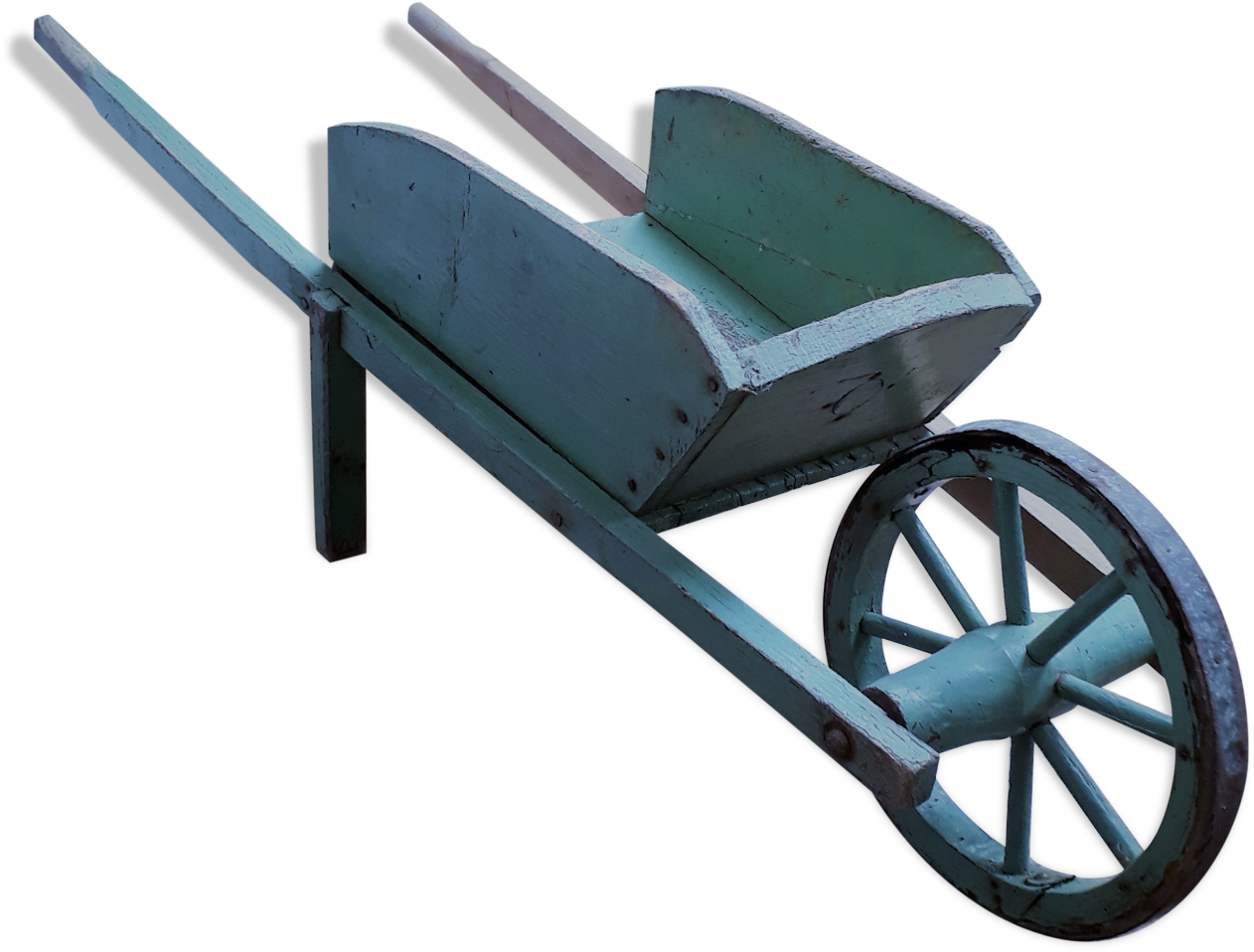 A Wooden Wheelbarrow With A Black Background