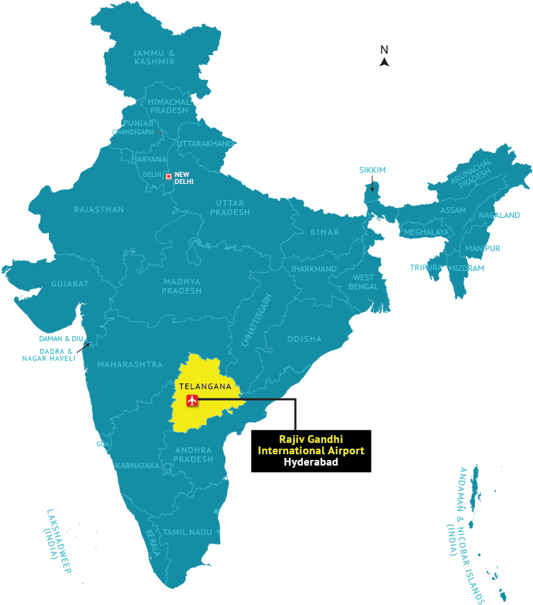 A Map Of India With A Yellow And Blue Area