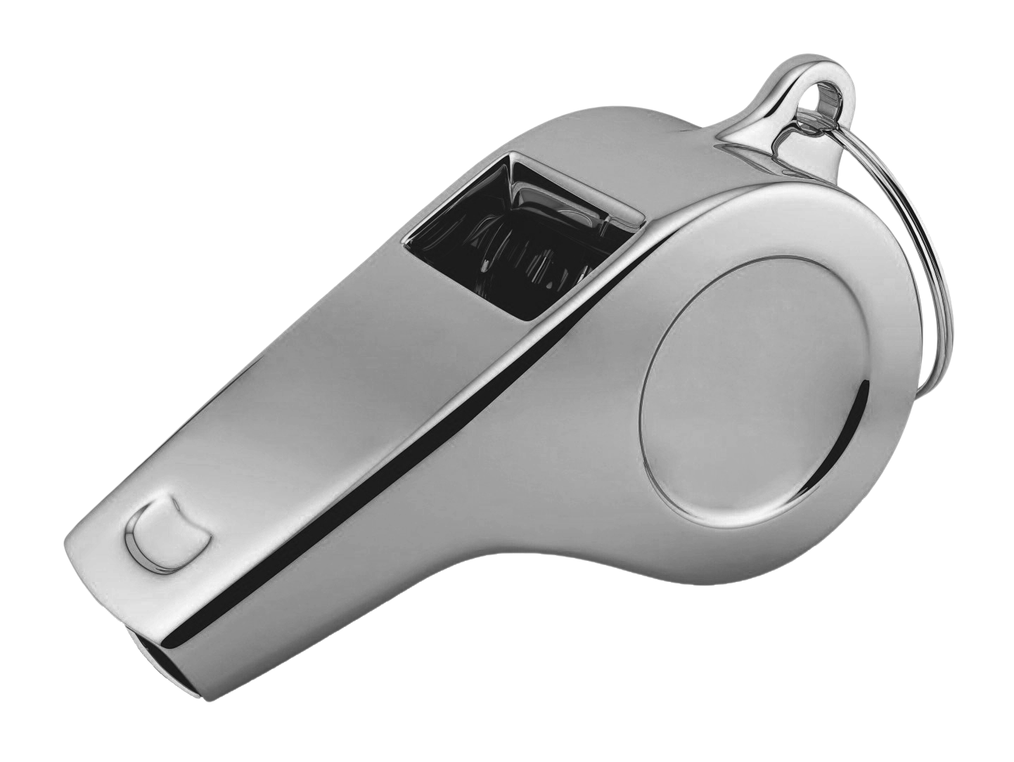 A Silver Whistle With A Black Background