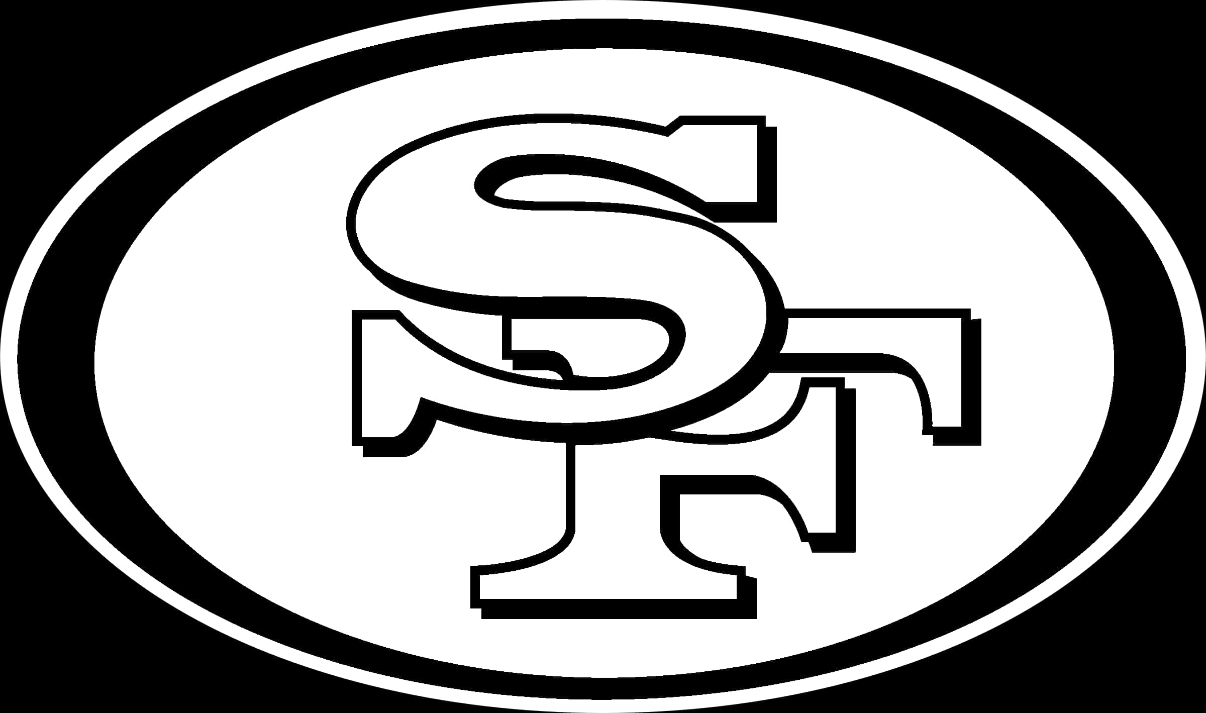 White 49ers Logo With Black Outline