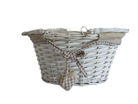 A White Basket With A Checkered Heart