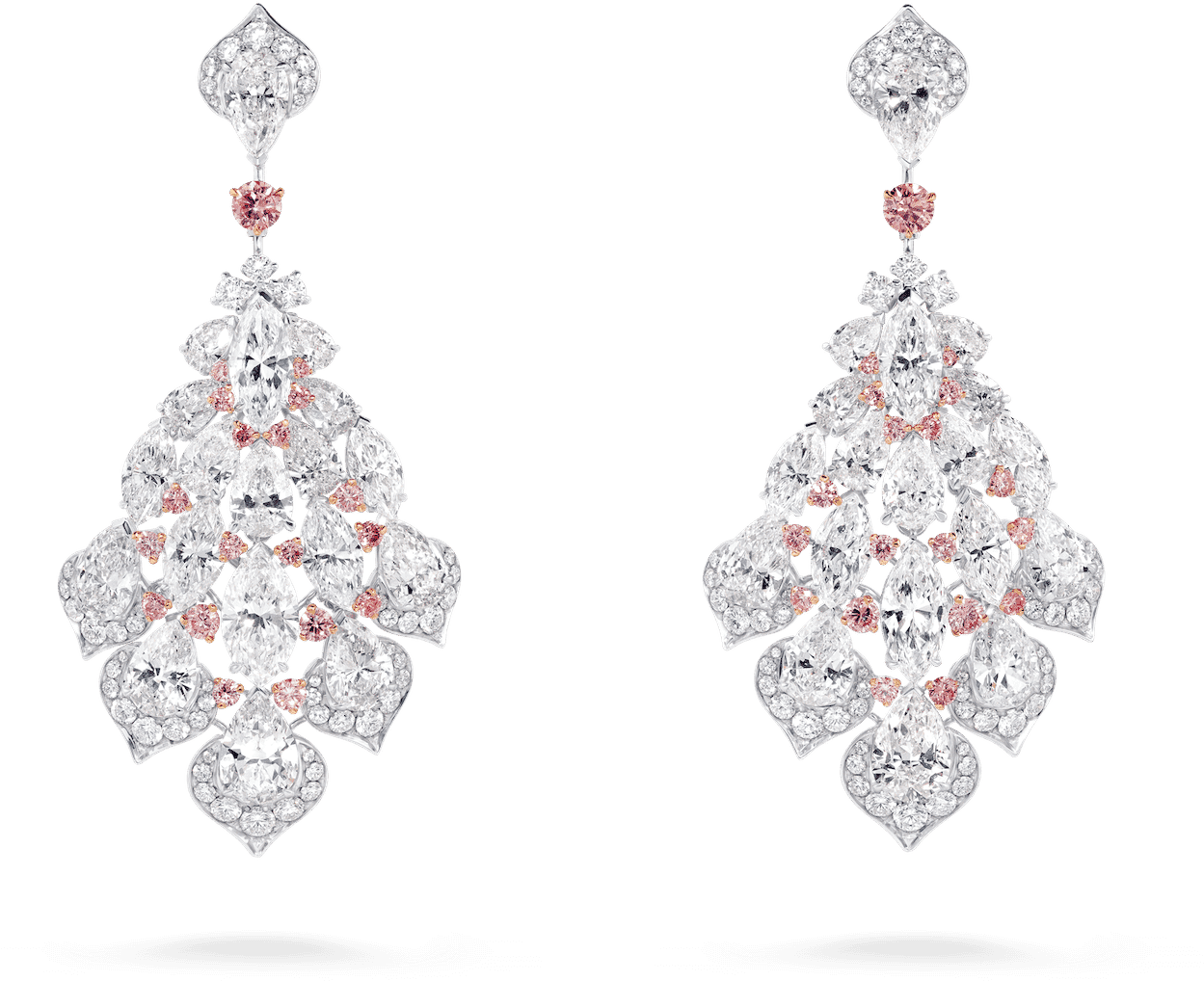 White And Pink Diamond Feather Earrings 09 01 1381 - David Morris Diamond Earrings, Hd Png Download