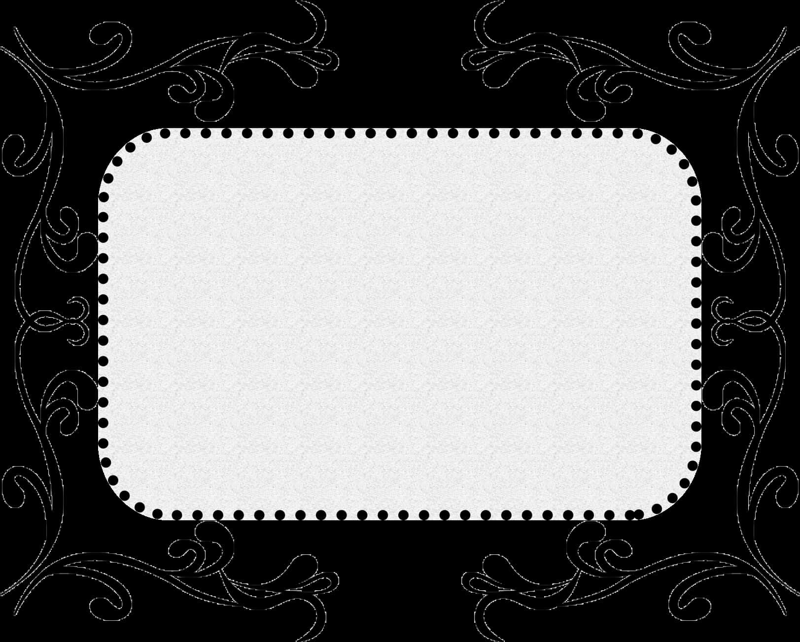 A Black And White Rectangular Frame With Black And White Swirls