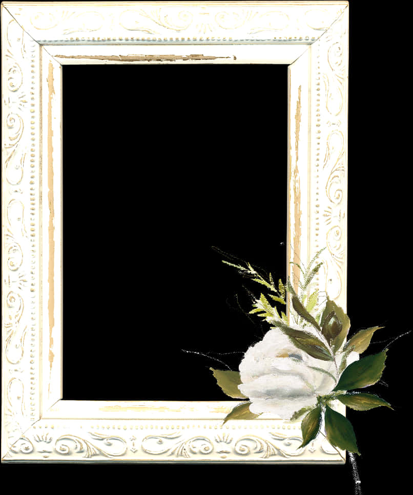 A White Frame With A Flower On It