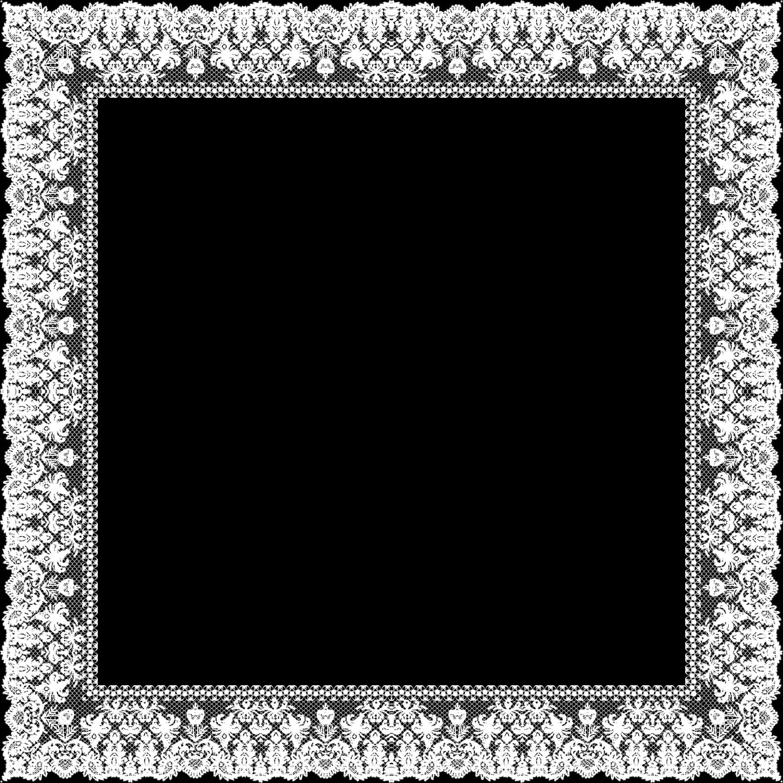 A White Lace Frame With Black Background